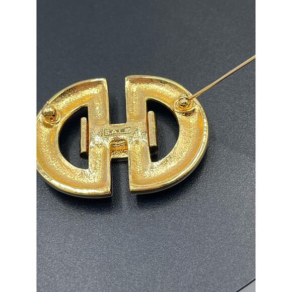 Swarovski SAL vintage Black Enamel Clear Crystals Buckle Art Deco Brooch - Picture 4 of 14